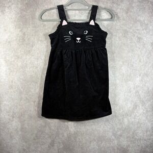 Gymboree Black Cat Dress‎ Girls 7 Corduroy Jumper Pinafore Embroidered Novelty